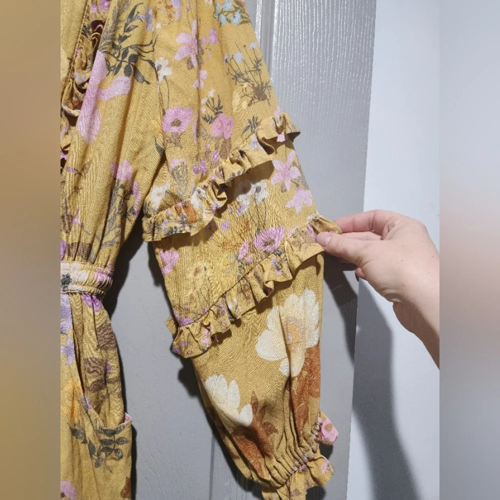 Spell and the Gypsy Yellow Ruffled Tiered Sundress Size Medium - Picture 9 of 16
